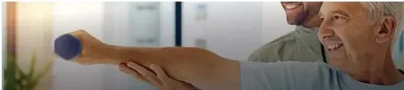 Patient doing guided rehabilitation exercises with a therapist